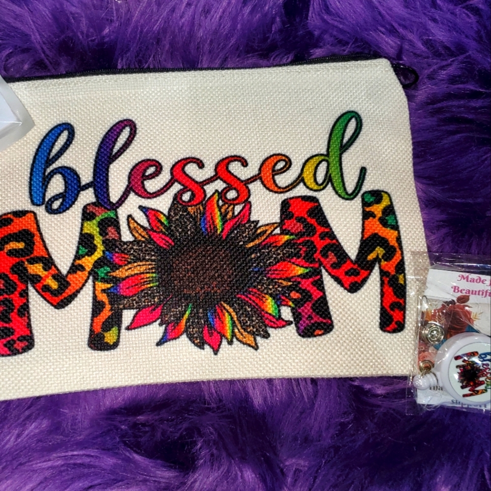 CUSTOM MADE Makeup bag, phone grip, and Badge reel